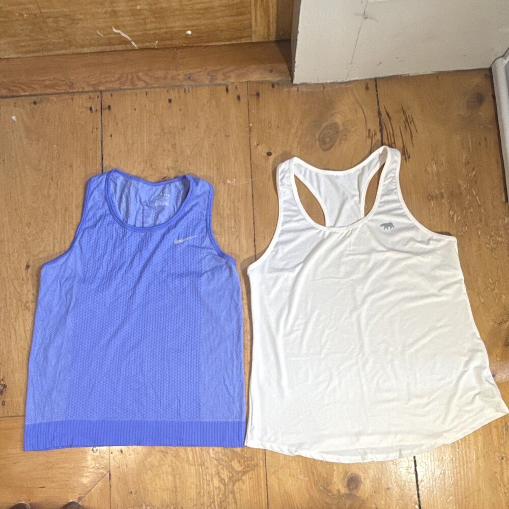 Nike Dri-FIT Blue & Running Bare White Racerback Tank Lot Women’s M